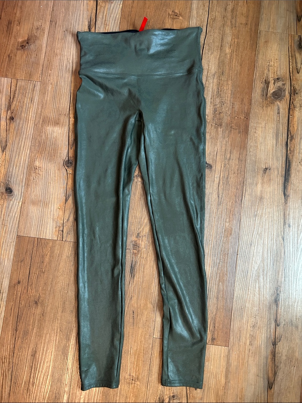 Spanx Faux-Leather Olive Leggings